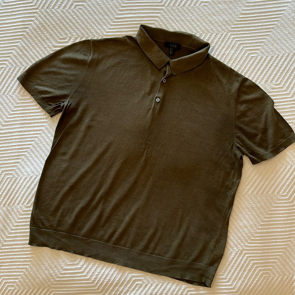 COS Polo , dark green, silk and cotton